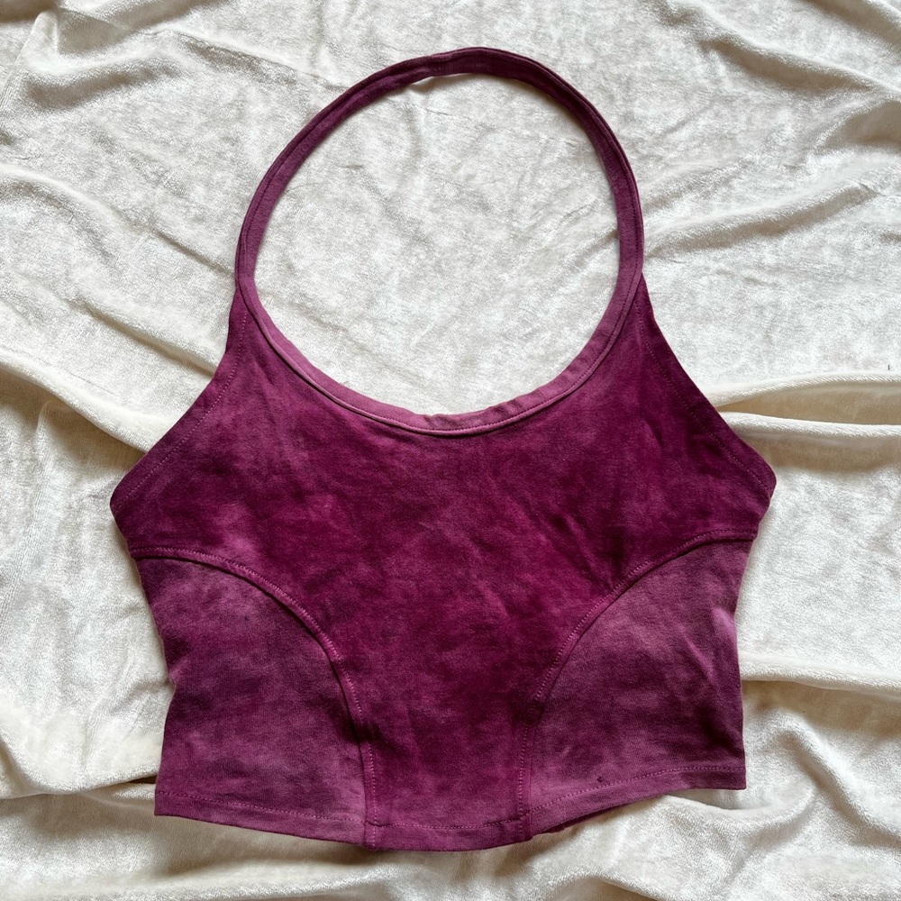 Princess seam organic cotton halter crop top